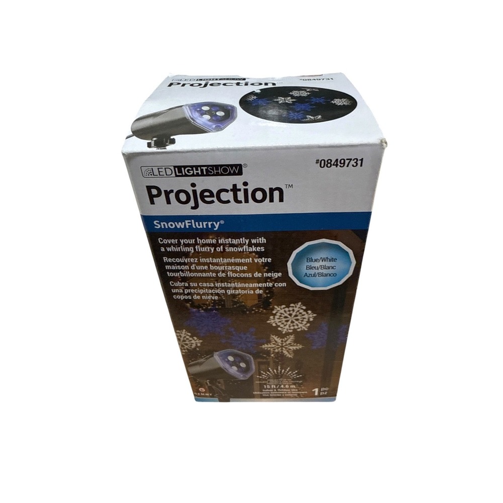 Gemmy LED Lightshow Projection SnowFlurry Blue White Snowflake Projector 0849731